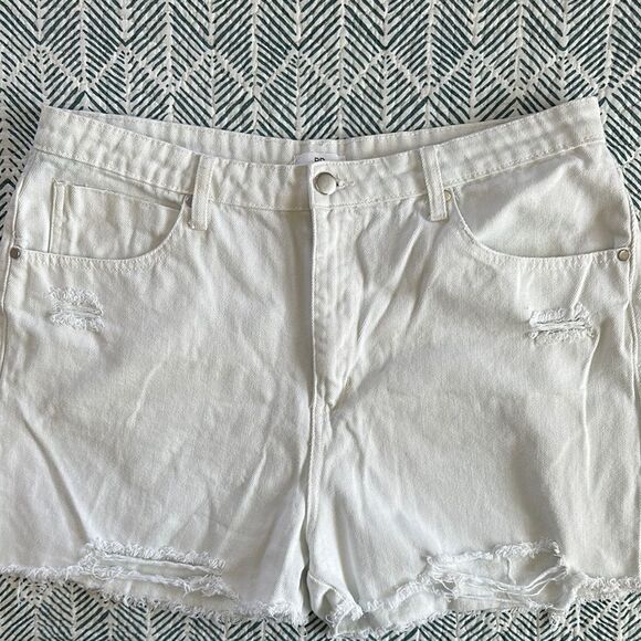 BP White Denim Women's Shorts High Waisted Size 34 - Picture 1 of 11